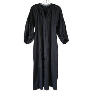 OCEAN+MAIN Los Angeles Black Button-Down Maxi‎ Dress Size S/M 100% Cotton